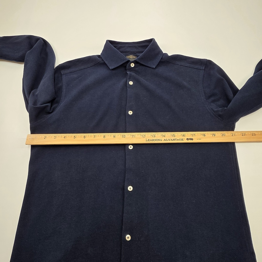 Quiet Luxury Doppelgänger Long Sleeve Polo Men’s L Navy Cotton Smart Casual - Picture 10 of 13